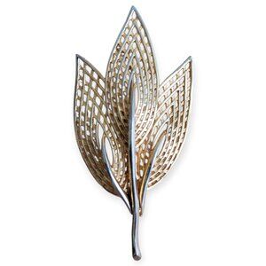 Corocraft Vintage 1960s Leaf Shape Gold Tone Brooch Classic Midcentury Jewelry